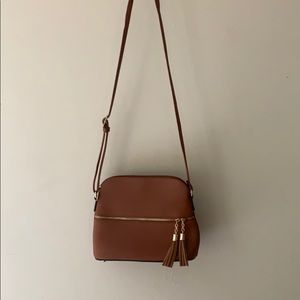 Camel Vegan Leather Crossbody Purse